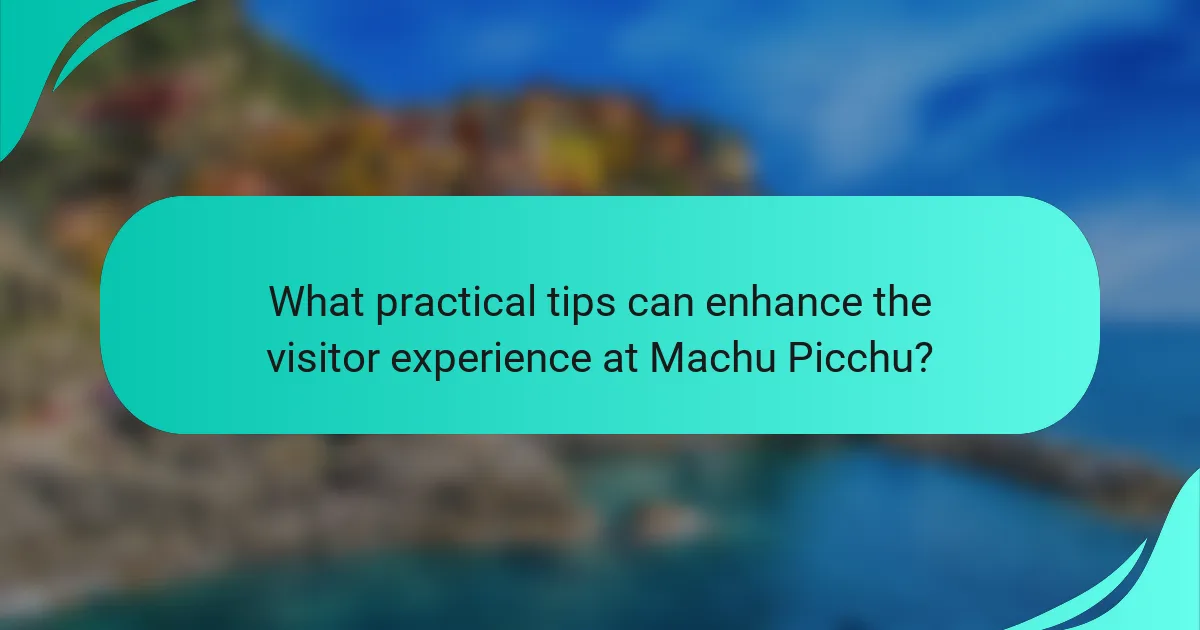 What practical tips can enhance the visitor experience at Machu Picchu?