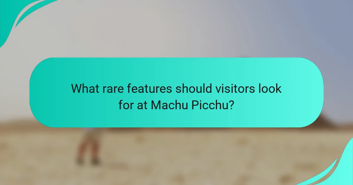 What rare features should visitors look for at Machu Picchu?